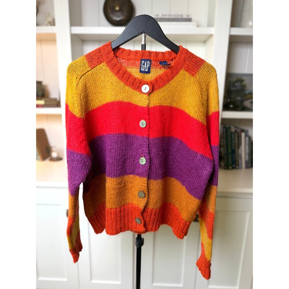 🍂 Gap 90's Striped Mohair Cardigan | Size L | Multicolor